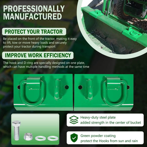 Heavy Duty Bolt On Tractor Bucket Hook Grab Hooks D Rings Compatible With Wide Range Of Compact And Utility Tractors image