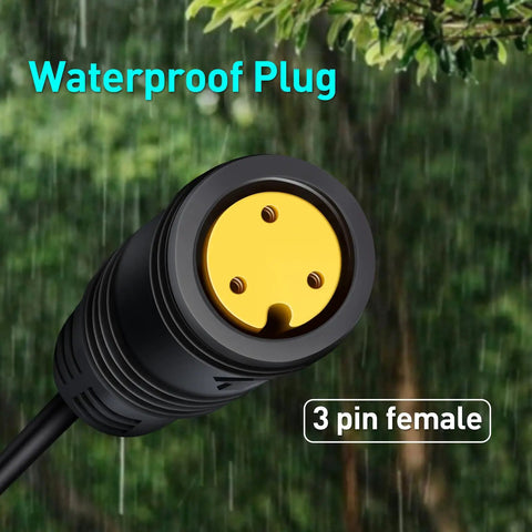 Close-up of 3 pin female waterproof plug for 3 Pin Female Ebike Half Twist Throttle For Bafang BBS01B BBS02B BBSHD Mid Motors.