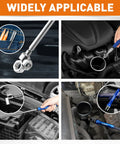 Heavy Duty 4 In 1 Magnetic Pick Up Tool Kit With Flexible Claw Grabber And 360 Degree Inspection Mirror For Getting Groceries Or Garage Items In Tight Spots Without Bending Over. shown reaching engine and car parts