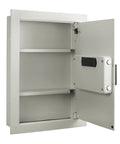Open in wall safe for home or biz with LED keypad and two manual override keys big interior for cash jewelry passports and more discreet