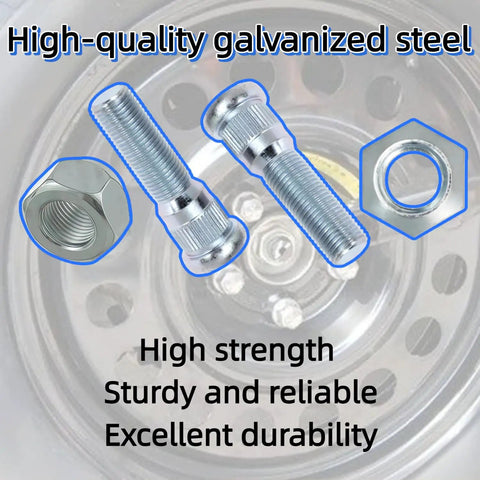 12 Set Trailer Wheel Studs With Nuts For Lippert Axles 3500 To 4400 Lb, close-up of galvanized steel hardware