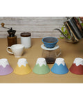 Japanese Ceramic Coffee Dripper With Integrated Saucer Reusable Eco Friendly Pour Over Filter Brewing, colorful coffee filters and mug.
