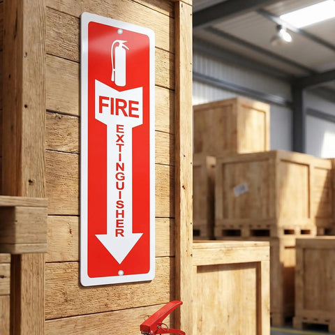 Top Shelf Two Pack Fire Extinguisher Signs Built Tough With Heavy Duty Stainless Steel For Crisp Wall Mount Safety Markings That Give Your Spot The Legit Compliance Vibe You Need