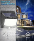 10 Pack Solar Motion Security Lights Outdoors With 3 Lighting Modes Ultra Bright showing night effect in rain