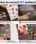 Hella Durable Thermal Laminating Pouches 300 Pack 3 Mil Full Letter Size 9 X 11 5 Inches used in DIY pattern process, showing steps.