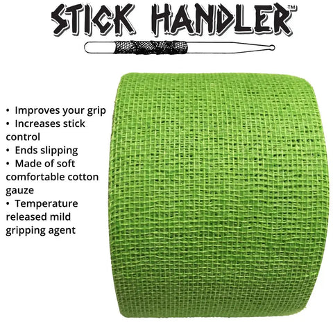 Top Notch Cotton Gauze Drumstick Grip Tape Anti Slip Pro Pack Ten Count in green, 1.5x30in, enhances grip for drummers.