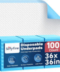 Heavy Duty Extra Large Disposable Bed Pads 36X36 Inches 100 Count, waterproof underpads for adult incontinence and dog training.