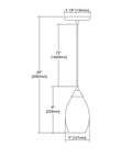 Diagram showing dimensions of Capri Mini Pendant Light With Satin Nickel Finish And Gray Capiz Shell In Transitional Style Ceiling Fixture For Living Room Or Bedroom One Light Uses 60 Watt A19 Bulb Not Included Hardwired.