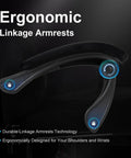 Close-up of ergonomic linkage armrests with lockable technology on Gaming Chair With Pocket Spring Cushion Extendable Footrest Swivel Recliner And Headrest Breathable Soft Flannel Fabric For All Day Comfy Sitting Ergonomic Lumbar Support Great For Home Office And Gaming Setup Black.
