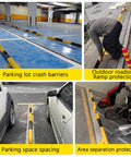 Heavy Duty U Shaped Machinery Guard Rail With High Visibility Yellow And Black Bollard installed in various parking scenarios