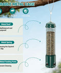 Squirrel Proof Metal Bird Feeder For Outdoors Hanging With 3.6 Lb Seed Capacity Weight Activated Squirrel Guard in green