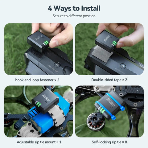 4 installation methods for Lightweight FPV Drone GPS Tracker With Beeper And Buzzer RID Module FAA Compliant Remote ID
