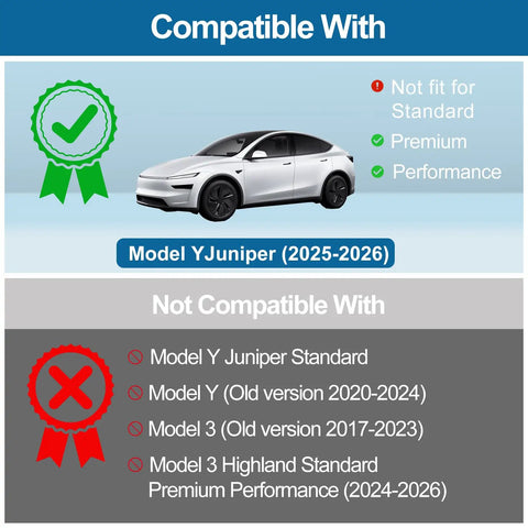 Image showing compatibility details for Sleek Rear Trunk Spoiler Tail Wing For Tesla Model Y Juniper 2025 2026.