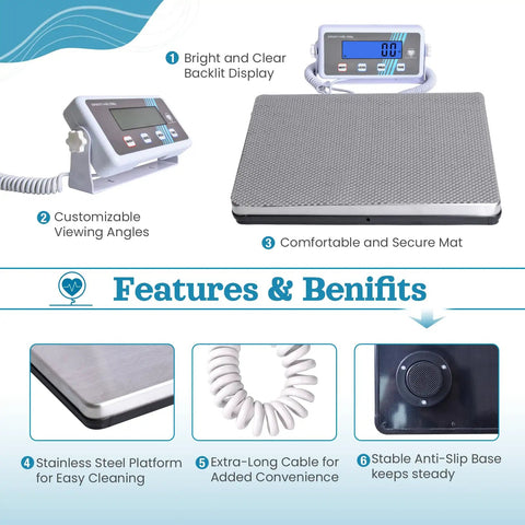 Beefy And Sturdy Extra Wide Medical Digital Body Weight Scale 440 Lb Capacity With Large 15 By 12 Inch Platform Ultra Clear LCD Readout