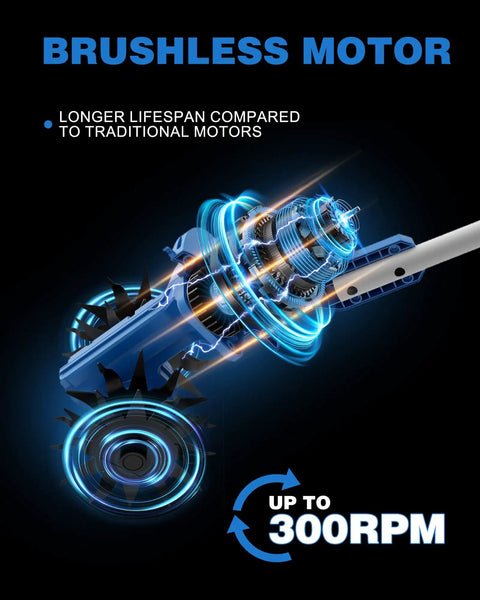 Cordless Garden Tiller 20V No Cord Hassle With 8.6 Inch Cultivator Head brushless motor diagram up to 300RPM