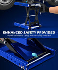 Beefed Up Heavy Duty Motorcycle Lift Jack Up To 1100 Pound With Wide Deck Scissor Lift T Handle Three Eighths Inch Socket