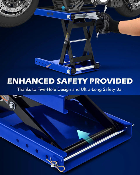 Beefed Up Heavy Duty Motorcycle Lift Jack Up To 1100 Pound With Wide Deck Scissor Lift T Handle Three Eighths Inch Socket