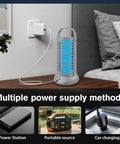Outdoor Mosquito Zapper With LED Light And 4000mAh Battery, Rechargeable Insect Killer Lamp for indoor and camping use, grey.