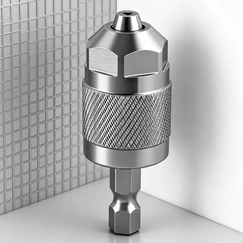 Hex Quick Change Drill Chuck With 3 Jaw Grip Hardened Steel Build Quick Lock Shank for fast bit swaps in woodworking.
