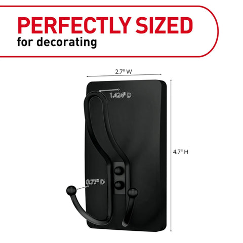 Super Tough X Large Matte Black Triple Hooks For Walls And Doors Damage Free Holds Ten Pounds Each Zero Fuss Quick Peel Stick Setup Keeps Your Room Legit Organized And Totally Secure All Week