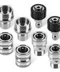 Pressure Washer Quick Connect Kit Universal M22 14mm To 3/8 Inch Fittings Stainless Steel Hose Adapter Set visible components