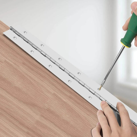 Installing Heavy Duty Piano Hinges Set Of Four, 2 Inch Open Width And 16 Inch Continuous Length, 0.06 Inch Thick Stainless Steel