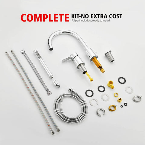 Complete kit for 3 Hole Deck Mount Roman Tub Faucet With Hand Shower Chrome Finish Solid Brass, includes 59 inch hose.