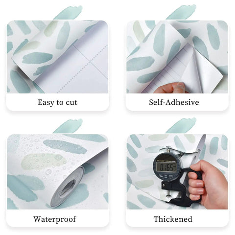 Get That Chill Nature Vibe With Green Herringbone Peel And Stick Wallpaper Featuring Soft Watercolor Style For Boho Modern Decor details