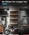 Two Pack LED Garage Lights 8000LM With 3 Plus 1 Deformable Panels 6500K Daylight Ceiling Bulbs illuminating garage with motorcycle