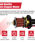 12V Electric Fuel Pump Kit With Filters And Clamps, copper motor, low pressure five to nine PSI, universal carburetor replacement