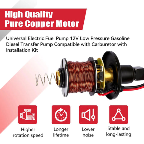 Beefy 12V Electric Fuel Pump Universal Transfer Pump Low Pressure 3 To 6 PSI with pure copper motor.