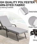 Outdoor Chaise Lounge Cushions Set Of 2 72 Inch Waterproof Fade Resistant And UV Protected Light Gray Cushions with Detachable Covers