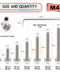 Top Shelf Stainless Steel Button Head Torx Security Screws With T20 Bit, M4 Assortment Kit, 100 Pcs Tamper Proof Fasteners displayed with sizes.