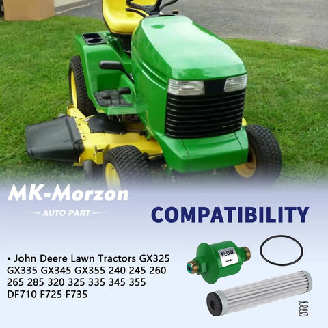 Beefed Up Transmission Oil Filter Kit For John Deere Lawn Tractors Fits GX325 GX335 GX345 GX355 DF710 with compatibility list and parts