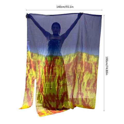 Grab These Awesome Worship Flags For Dance With Soft Chiffon Fabric And Flexible Rods displayed by dancer, showcasing vibrant colors.