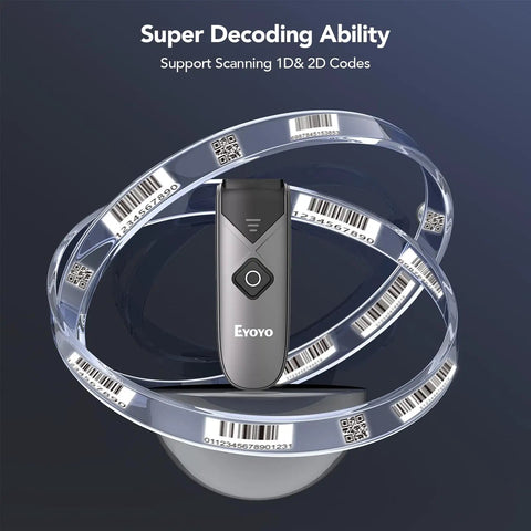 Portable Bluetooth 2D And 1D Barcode Scanner Mini Wireless Handy Reader With 2.4G USB Connection for inventory use