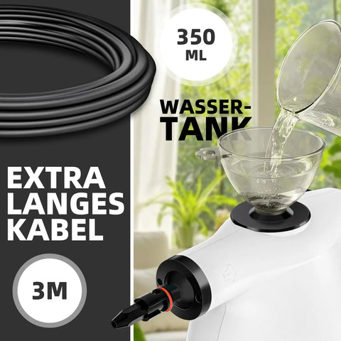 Grab This Badass Portable Handheld Steam Cleaner! 1300W High Pressure Power with 3m cord and 350ml tank for easy cleaning.