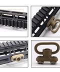 Rock Solid QD Sling Swivel And M System Rail Adapter showing quick detach fitment and heavy duty steel core on tactical rail.