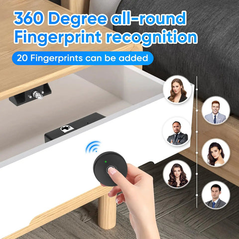 Smart Cabinet Lock With Fingerprint, Remote Unlock, And USB Key Backup, Holeless Installation for drawer with fingerprint access
