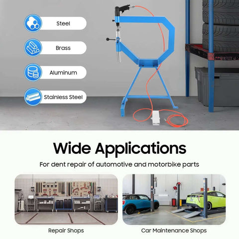 Planishing Hammer 4 Inch Pneumatic Metal Shaping Machine With 875-1350 RPM on cast iron stand in workshop setting