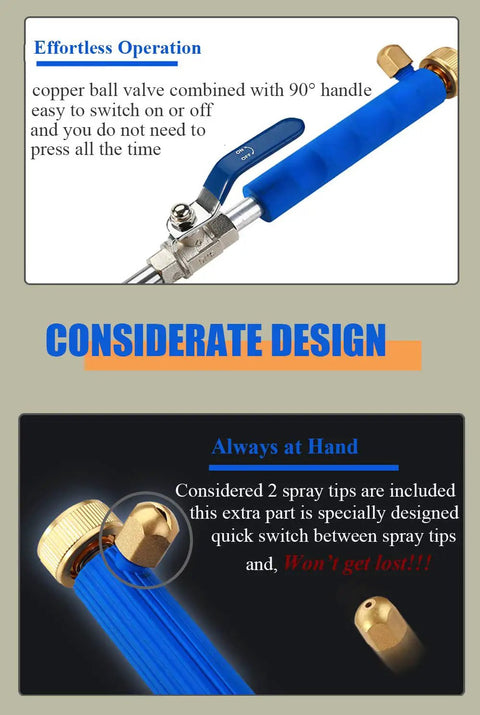 High Pressure Power Washer Wand For Garden Hose With Jet Nozzle And Fan Nozzle Hydro Jet Power Sprayer, copper ball valve and spray tips
