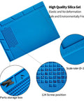 S-130 Heat Resistant Silicone Soldering Mat For Electronics Repair with ruler, 124 screw positions, size 13.8 by 9.8 inch