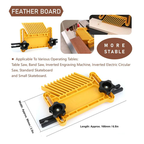 Shop Ready 166Mm Woodworking Featherboard And Table Saw Push Block Kit For Kickproof Cutting With Lockdown Grip Anti Slip Fence Jig, 166mm, yellow, stable design.