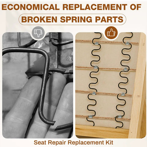 Heavy Duty Couch Upholstery Spring Repair Kit Built Like A Tank With Rock Solid Coils and Steel Stay Wire for seat repair parts.