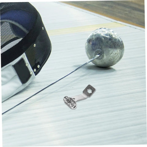Multi Functional Wall Mount Bracket For Fencing Foil Display And Training Gear with mask and foil on floor
