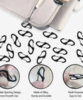 18 Pack Double Sided Spring Carabiner Clips For Keys Backpacks And Zippers, shown with laptop, durable and lightweight metal design.