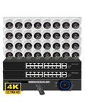 Reliable 32Ch 4K Indoor Dome Security Camera System With PoE NVR featuring 32 dome cameras and a PoE switch for seamless monitoring.