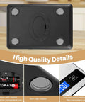 Ultra Precise Kitchen Scale With 11 Lb Capacity And 0.05 Oz Or 1 G Increments, Tare Function, LCD Backlit Display, Stainless Steel Platform, Four Sensor Technology For Baking, Cooking, Meal Prep, A Killer Gift For Home Cooks showing battery placement, rubber stoppers, and LCD detail