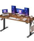 VASAGLE Electric Standing Desk, Height Adjustable Office Table With Memory Presets, Sit Stand Workstation For Home Office, smooth wooden surface with multiple screens