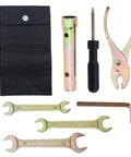 7 Piece Motorcycle Maintenance Tools Kit With Open End Wrenches 8-10mm 12-14mm 14-17mm, Screwdriver, Spark Plug Sleeve, Pliers